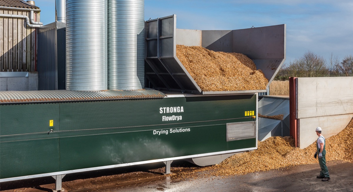 Holzhackschnitzel trocknen mit dem industriellen FlowDrya-Trocknungssystem